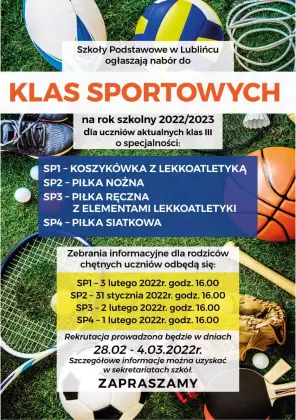 Spotkanie informacyjne w sprawie rekrutacji do IV klasy sportowej w roku szkolnym 2022/2023
