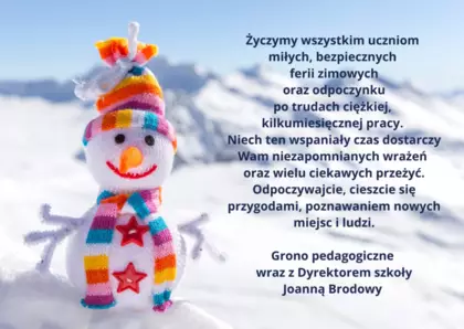 Życzenia na ferie zimowe