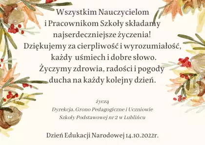 Życzenia z okazji Dnia Edukacji Narodowej