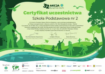 Certyfikat - sprzątanie świata