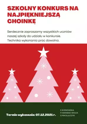 SZKOLNY KONKURS NA NAJPIĘKNIEJSZĄ CHOINKĘ