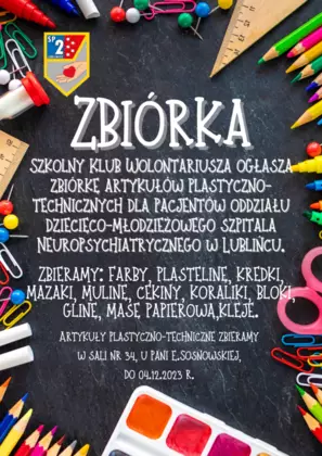 Zbiórka artykułów plastyczno-technicznych