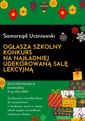SZKOLNY KONKURS NA NAJŁADNIEJ UDEKOROWANĄ SALĘ LEKCYJNĄ